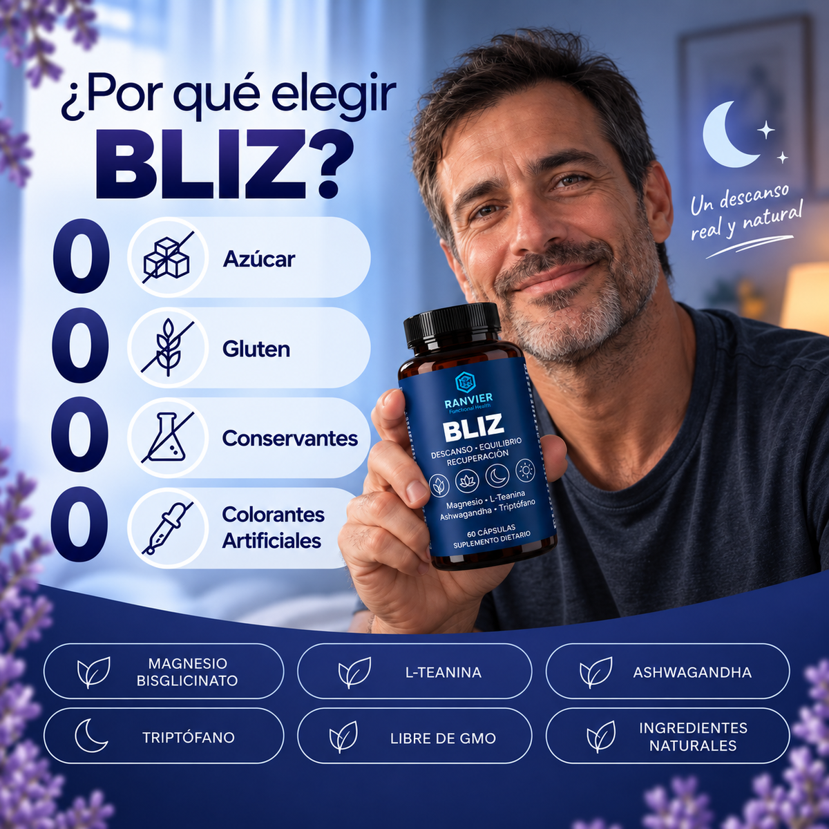 Bliz: Magnesio + Ashwagandha + Triptofano = Dormí Profundo